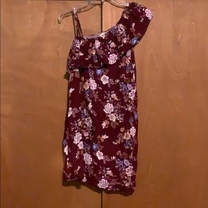 Maroon off the shoulder dress